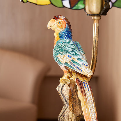 Imperial Parrot Tiffany Art Glass Lamp