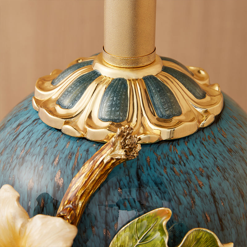 Midnight Azure Frog & Blossom Lamp