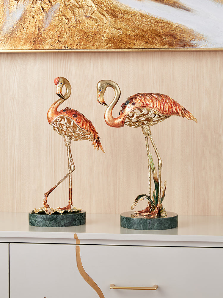 Imperial Flamingo Elegance Gilded Pair