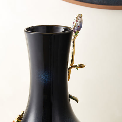 مزهرية فنية "زهرة اللوتس المتوهجة" باللون الأزرق الداكن