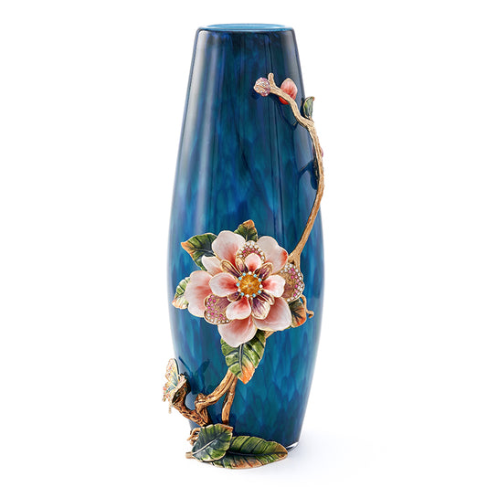 مزهرية فنية من مجموعة "سافاير نايت" بعنوان "زهرة الفاوانيا المرصعة بالجواهر"