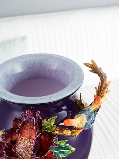 Imperial Amethyst "Peony & Songbird" Vase