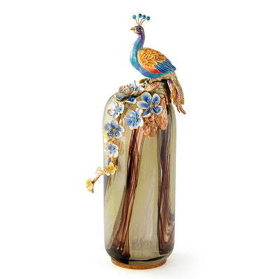 Majestic Peacock Glass Vase