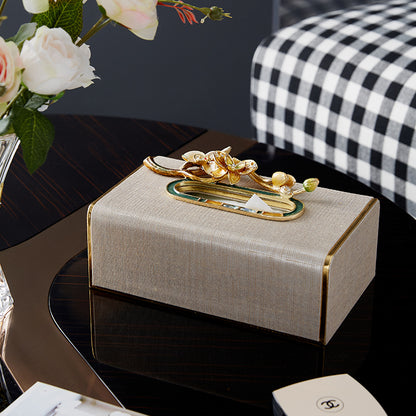 Champagne Orchid Linen Tissue Box