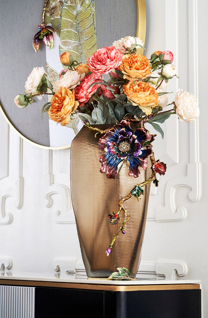 مزهرية زجاجية من نوع "ميستيك بلوم" بلون العنبر الشفق