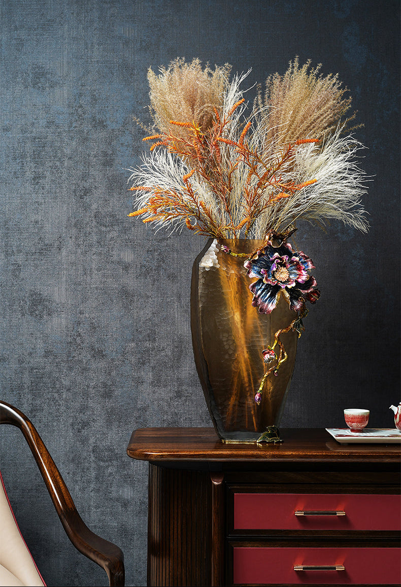 مزهرية زجاجية من نوع "ميستيك بلوم" بلون العنبر الشفق