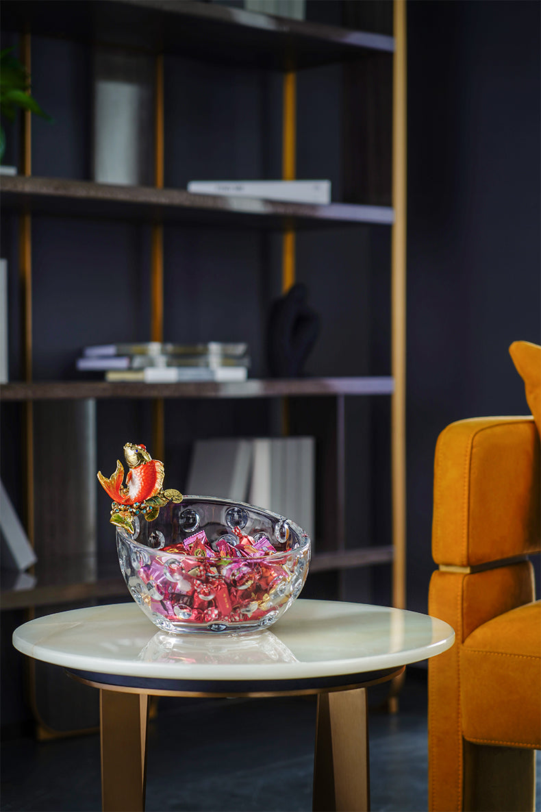Golden Koi Crystal Ripple Bowl