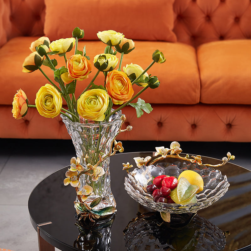 Dewdrop Petals Gilded Crystal Bowl