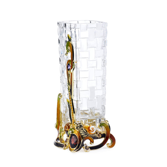 Crystalline Weave & Jeweled Snail Vase