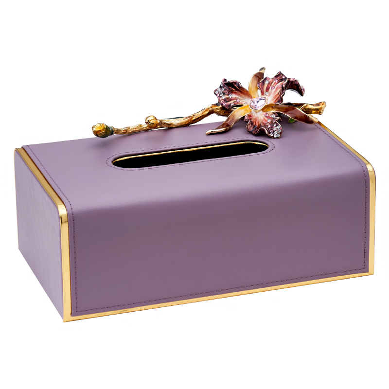 Amethyst Orchid Leather Tissue Box