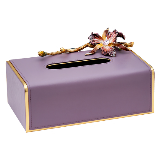 Amethyst Orchid Leather Tissue Box