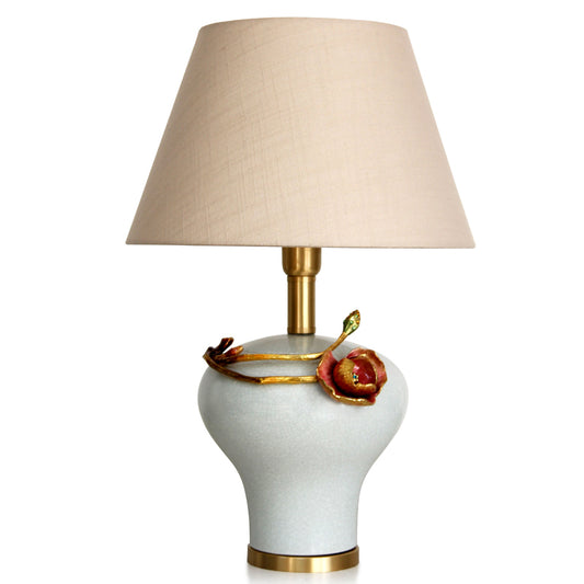 Crimson Bloom Crackle Glaze Table Lamp