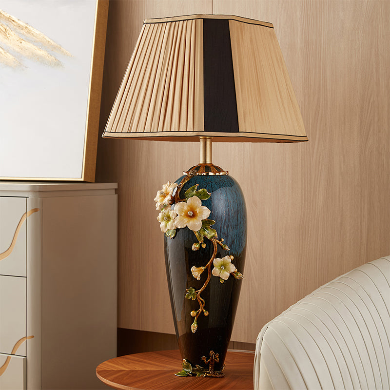 Midnight Azure Frog & Blossom Lamp
