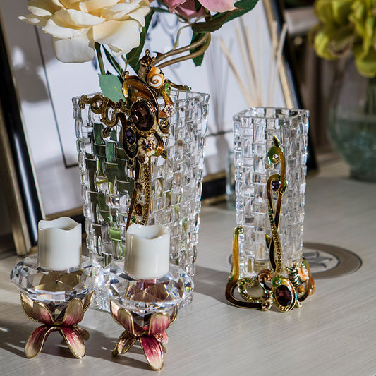 Crystalline Weave & Jeweled Snail Vase