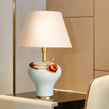 Crimson Bloom Crackle Glaze Table Lamp