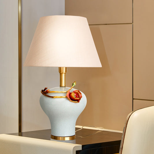 Crimson Bloom Crackle Glaze Table Lamp