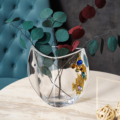 مزهرية كريستالين هورايزون الهندسية المرصعة بالجواهر