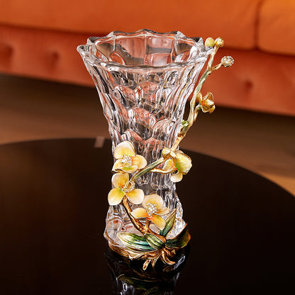 Celestial Orchid & Sculpted Crystal Vase