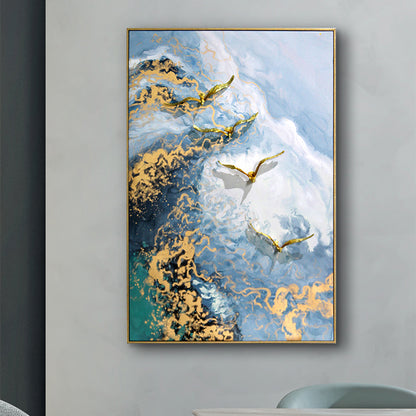 Azure Tide "Golden Wings" Fluid Canvas Art