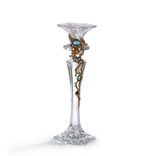 برج كريستالي مرصع بالجواهر باللونين الأزرق والعنبري