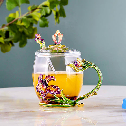 Pansy Garden Glass Teapot