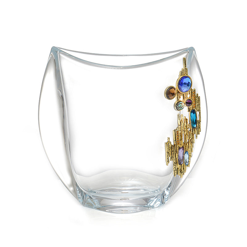 مزهرية كريستالين هورايزون الهندسية المرصعة بالجواهر
