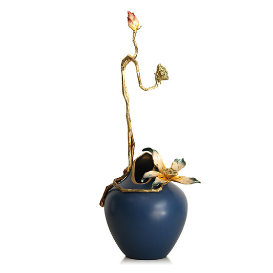 مزهرية اللوتس الأبدية زن الزرقاء