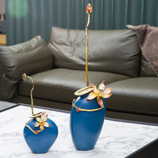 مزهرية اللوتس الأبدية زن الزرقاء