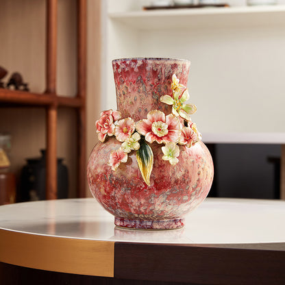 مزهرية سيراميك "انسجام البتلات" بلون وردي فاتح