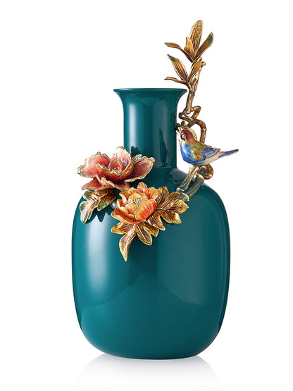 مزهرية سيراميك باللون الفيروزي