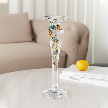 برج كريستالي مرصع بالجواهر باللونين الأزرق والعنبري