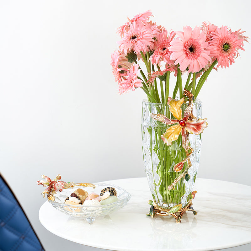 Crystalline Spiral & Orchid Songbird Vase
