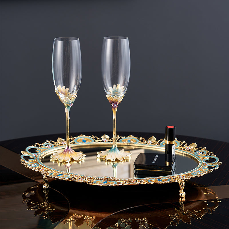 Azure Lace Mirrored Tray