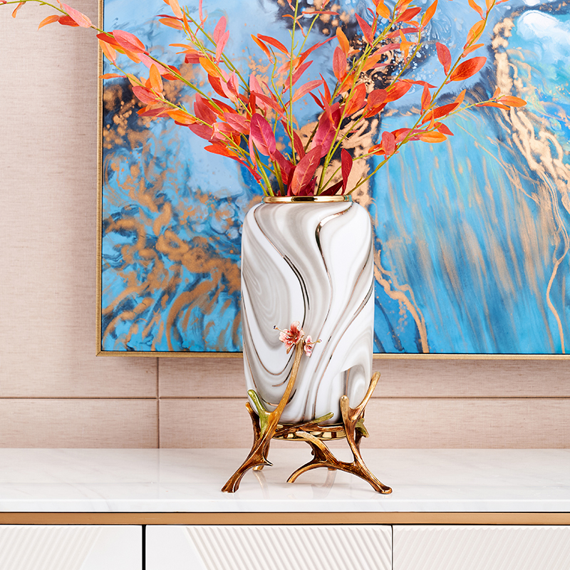 Marble Elegance Ceramic Vase