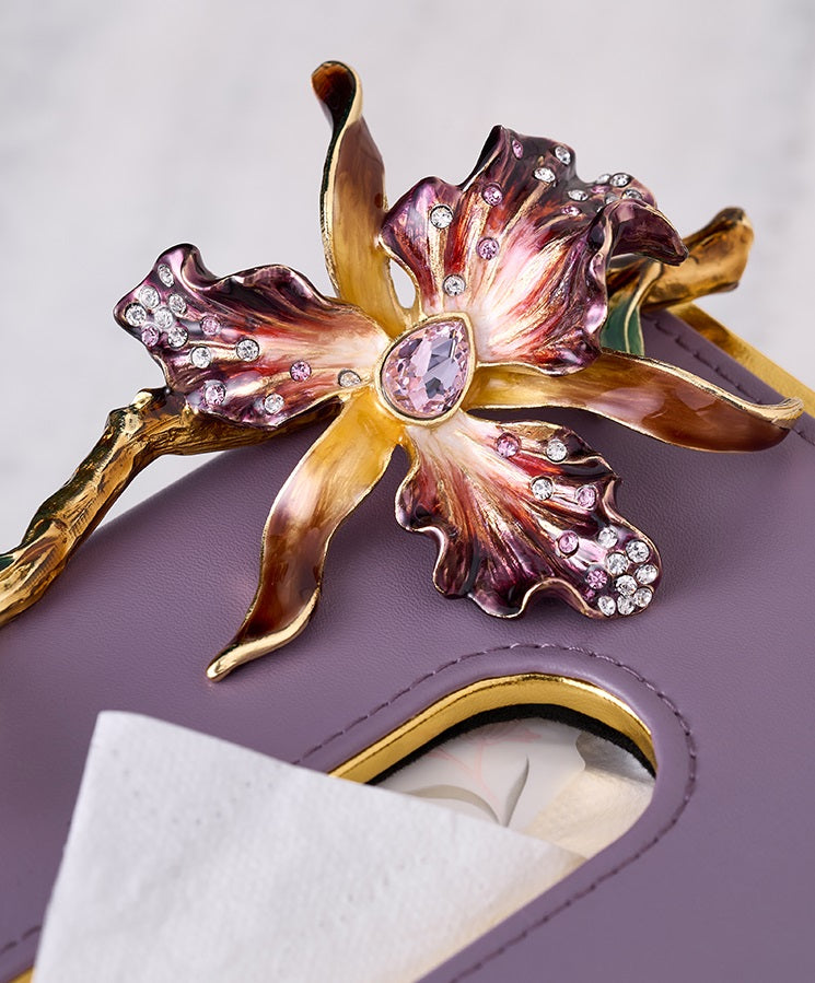 Amethyst Orchid Leather Tissue Box
