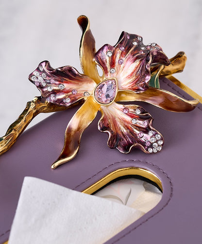 Amethyst Orchid Leather Tissue Box