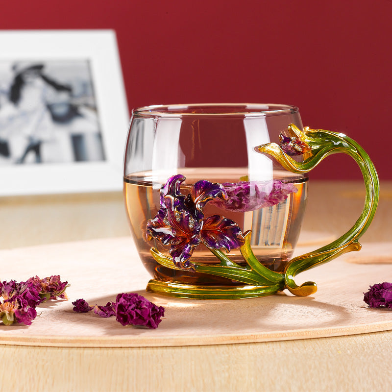 Violet Garden Glass Tea Cup