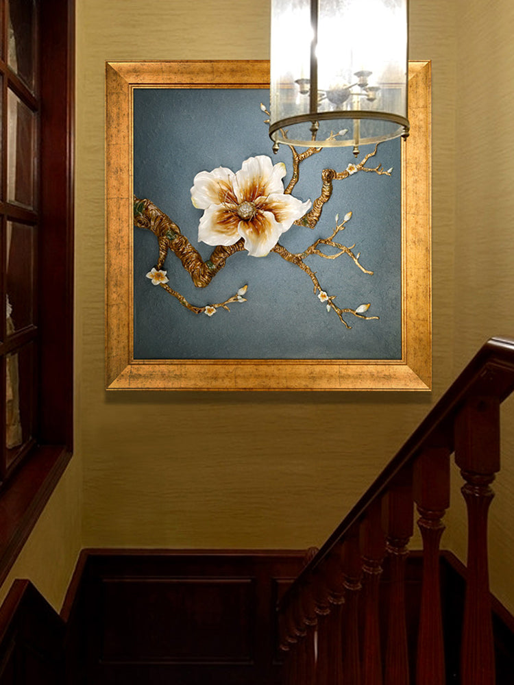 Gilded "Golden Bloom" 3D Relief Wall Art
