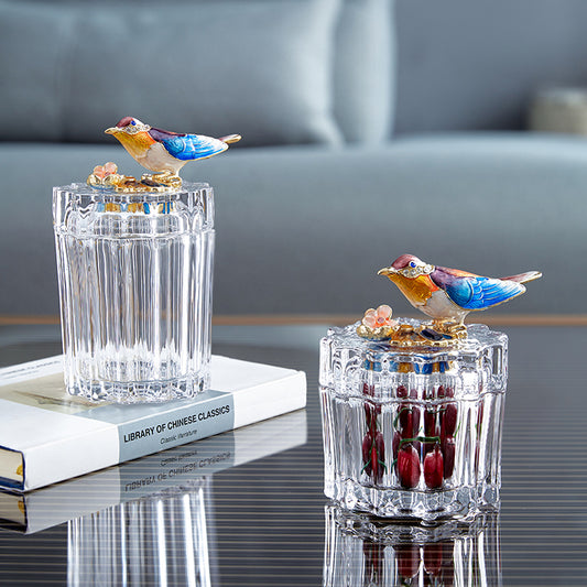 Azure Songbird Faceted Crystal Keepsake Box