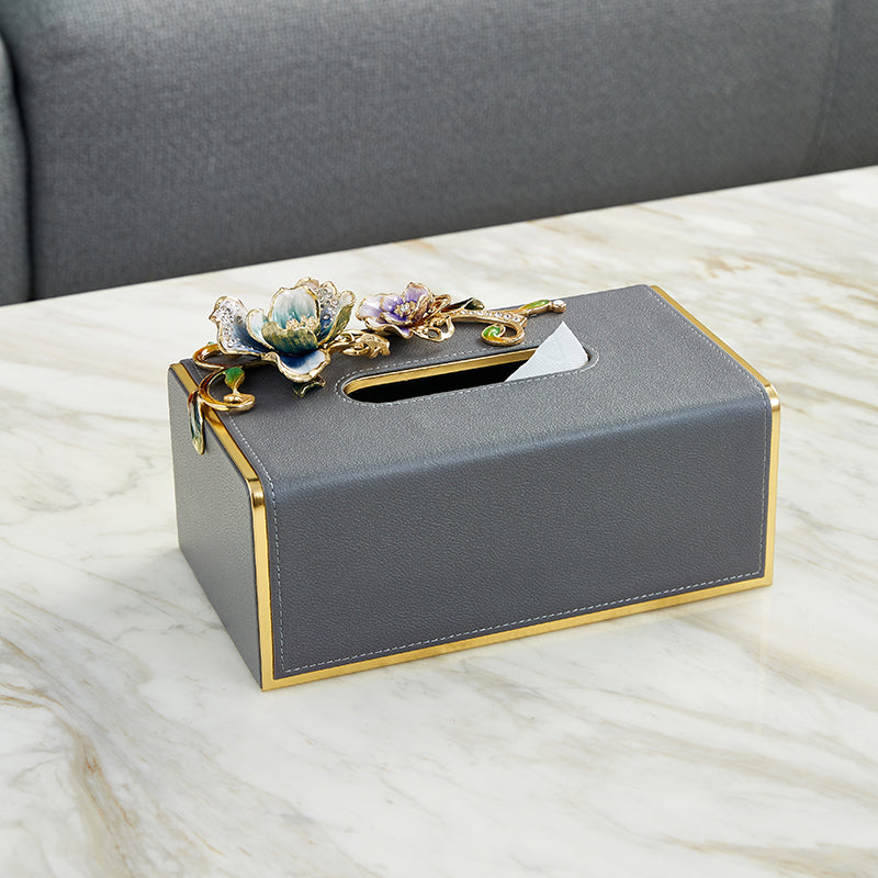 Charcoal Serenity Orchid Tissue Box