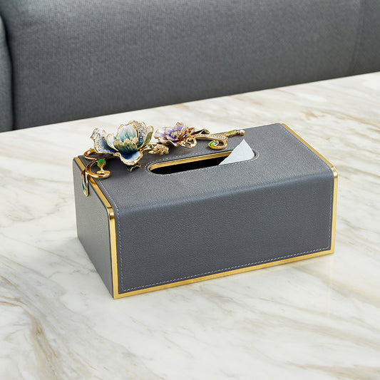 Charcoal Serenity Orchid Tissue Box