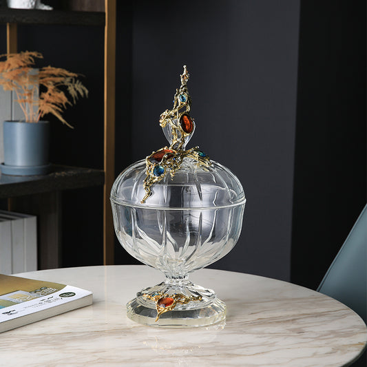 Azure Majesty Jeweled Crystal Jar