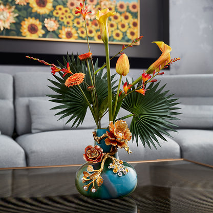 مزهرية فنية "أزور صن رايز" بعنوان "جويلد بلوم"