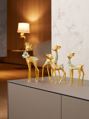 Enchanted Gilded Fawn Family