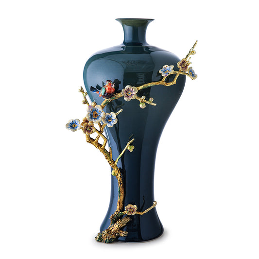 Celestial Teal Songbird Vase