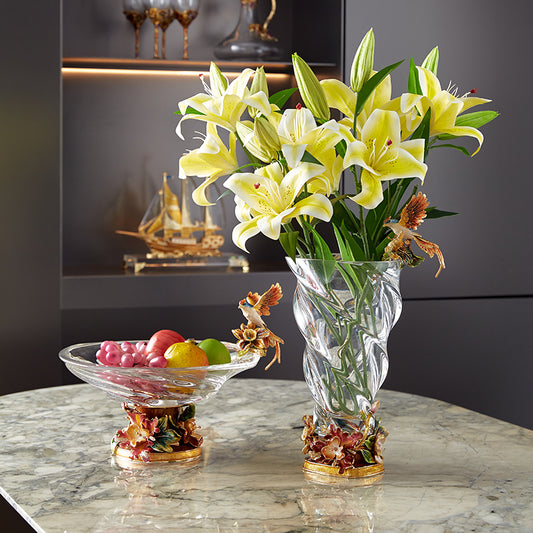 Crystalline Spiral & Orchid Songbird Vase