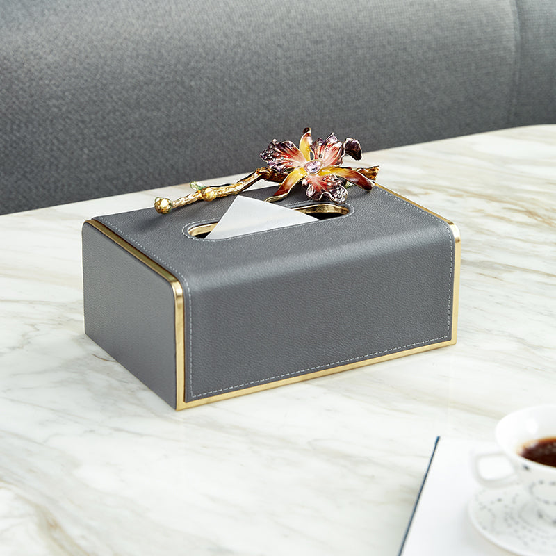 Charcoal Serenity Orchid Tissue Box
