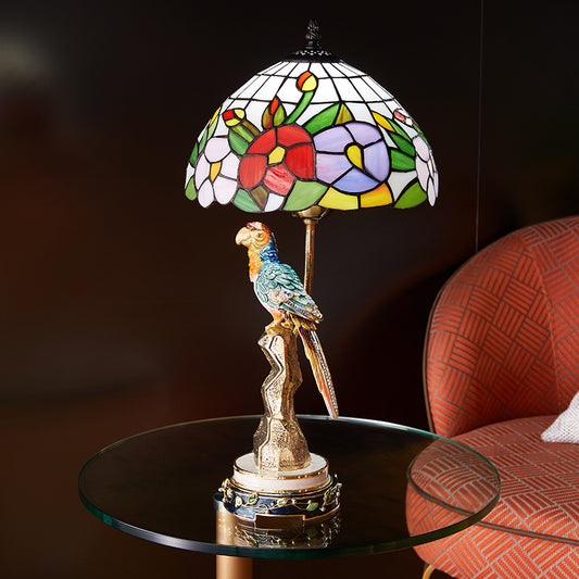 Imperial Parrot Tiffany Art Glass Lamp