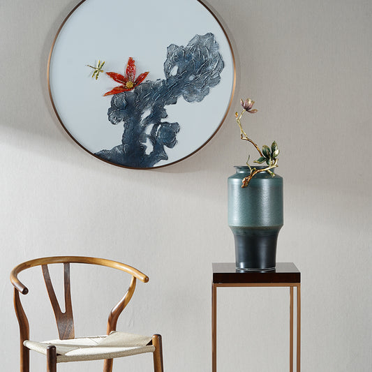 Charcoal Frost "Magnolia & Songbird" Artisan Vase