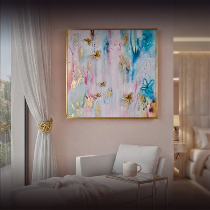 Pastel Reverie "Golden Butterfly" Fluid Art